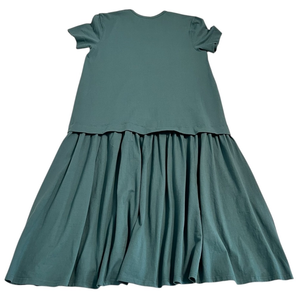 Free People Herron Maxi Dress S Green Teal Cotton Drop Waist‎ Tiered Boho